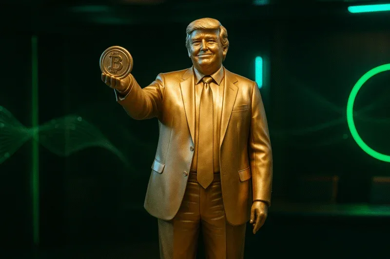 Patung Emas Trump Pegang Bitcoin Dipasang di Depan Gedung Capitol, Bikin Heboh!